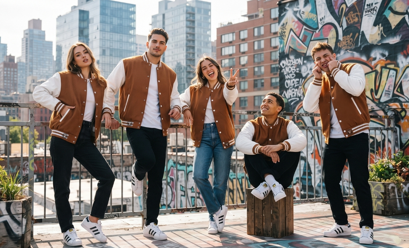 Varsity Jackets With Adidas Sneakers
