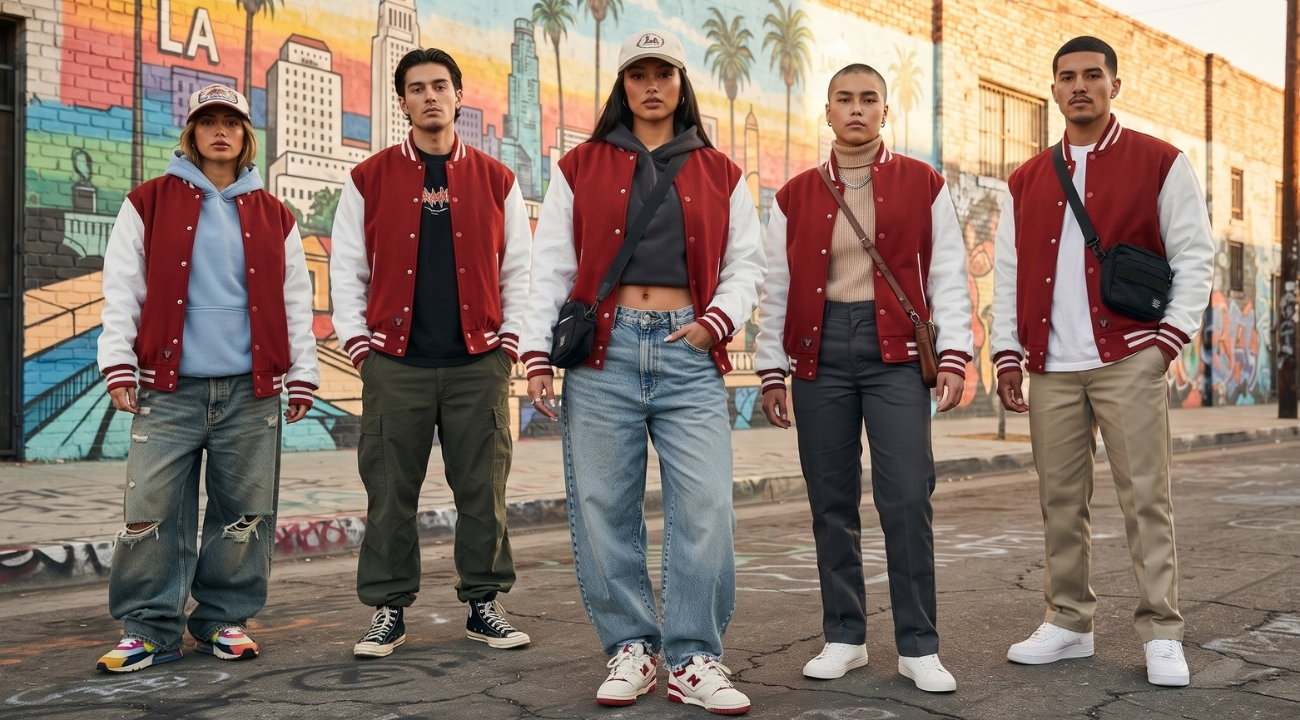 Varsity Jackets in Los Angeles Hip Hop Outfits