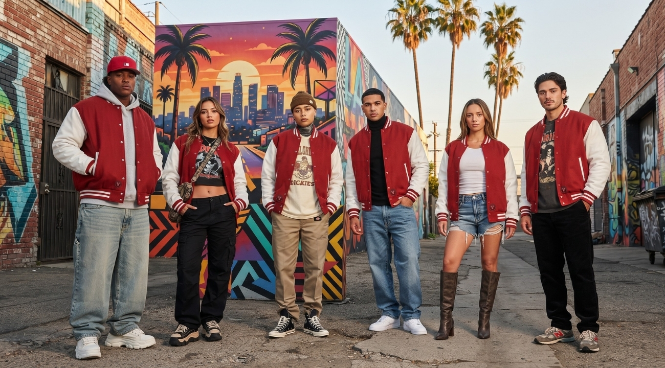 Varsity Jackets in Los Angeles Hip Hop Outfits