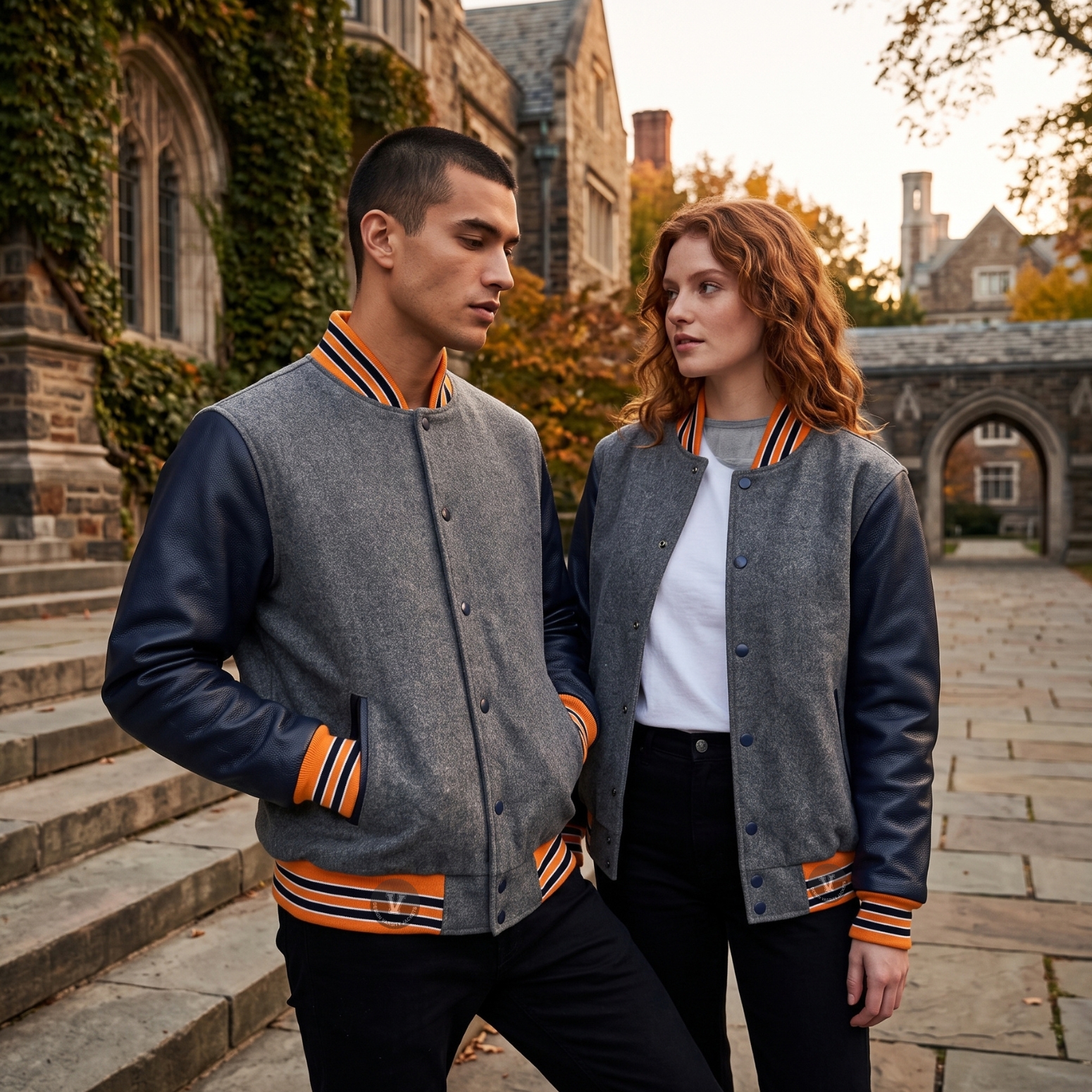 Wool Baseball Jackets With Leather Sleeves